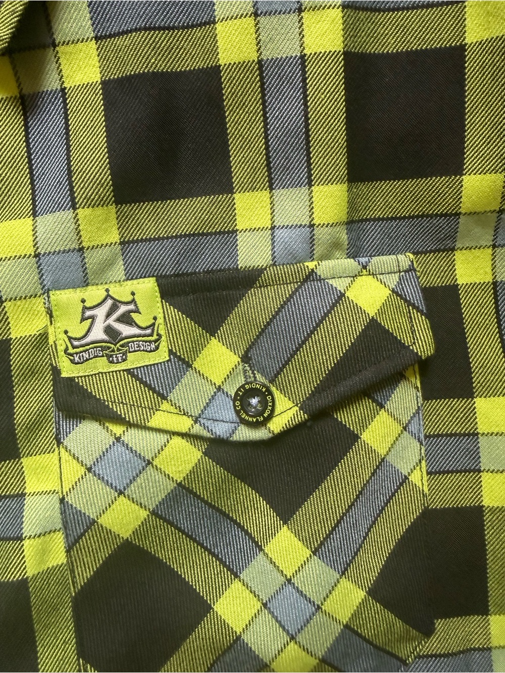 DIXXON Black and Lime Plaid Button-Down Shirt - Picture 3 of 7